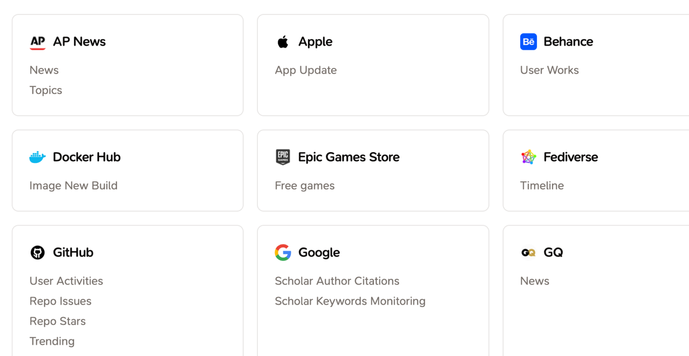 订阅源发现页——GitHub 的 Repo Stars 与 Trending、Google Scholar 的引用监控,都在这里